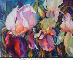 Dancing Irises, Dye on Silk